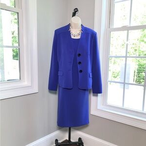 Kasper Jacket Dress 2 Piece Set Blue - Women’s 10/12  EUC